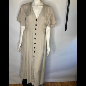 Zara Button Down Vneck Maxi Dress Sz XL